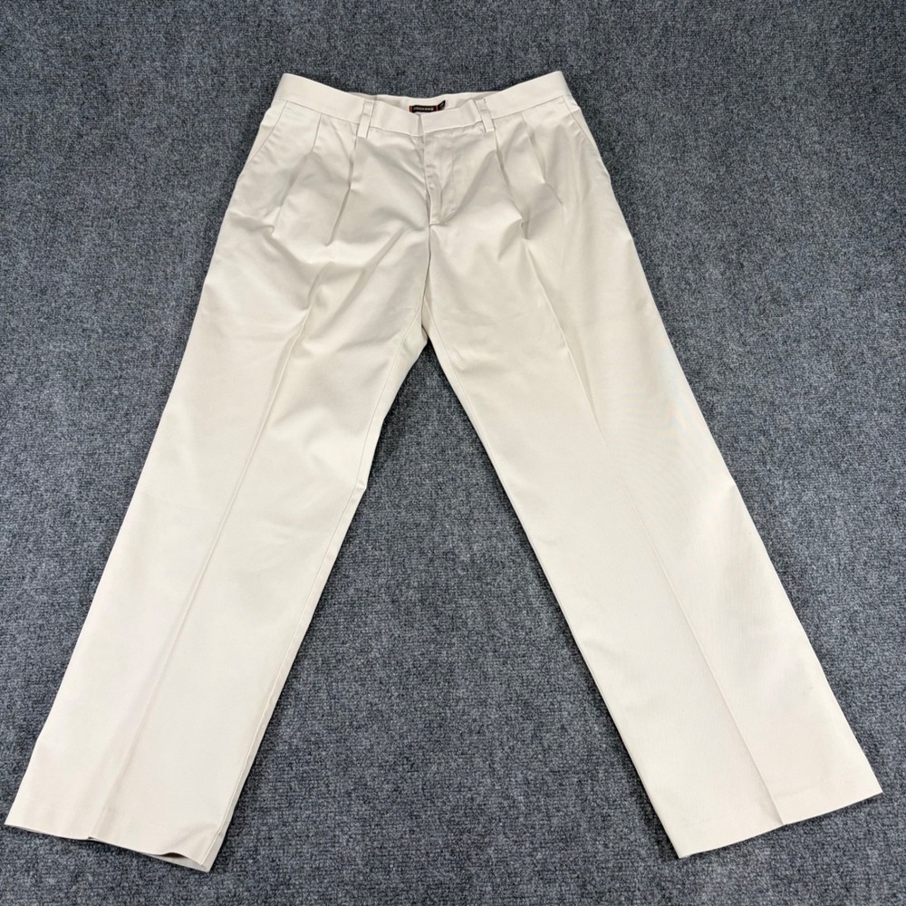 Dockers D3 Classic Fit Pleated Chinos Mens 34x31 Beige Khaki Cotton Pants - Picture 6 of 7